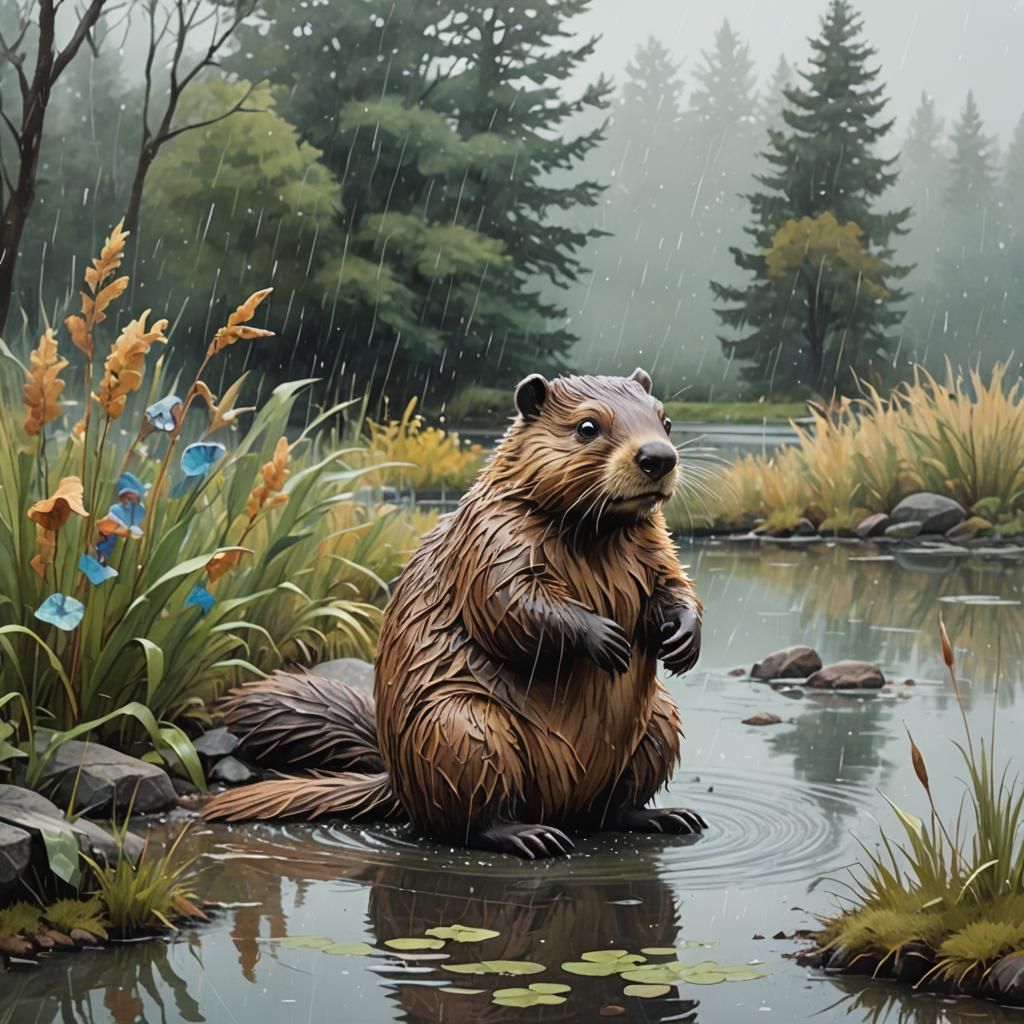 Amik the Beaver in Abstract Whimsical Setting
