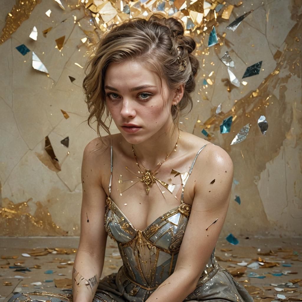 Shattered Woman: Baroque Fantasy Portrait in Oil
