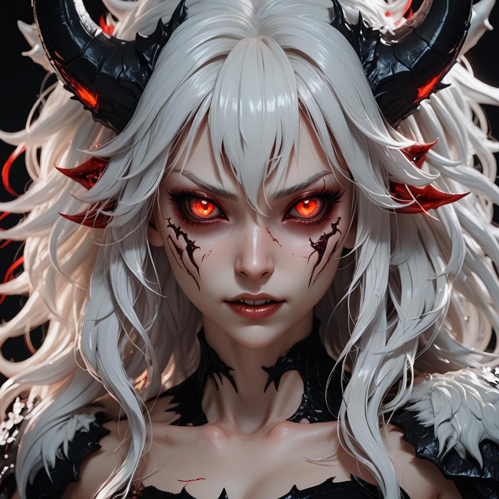 Anime Girl Possessed by Demon: Dark Fantasy 3D Art