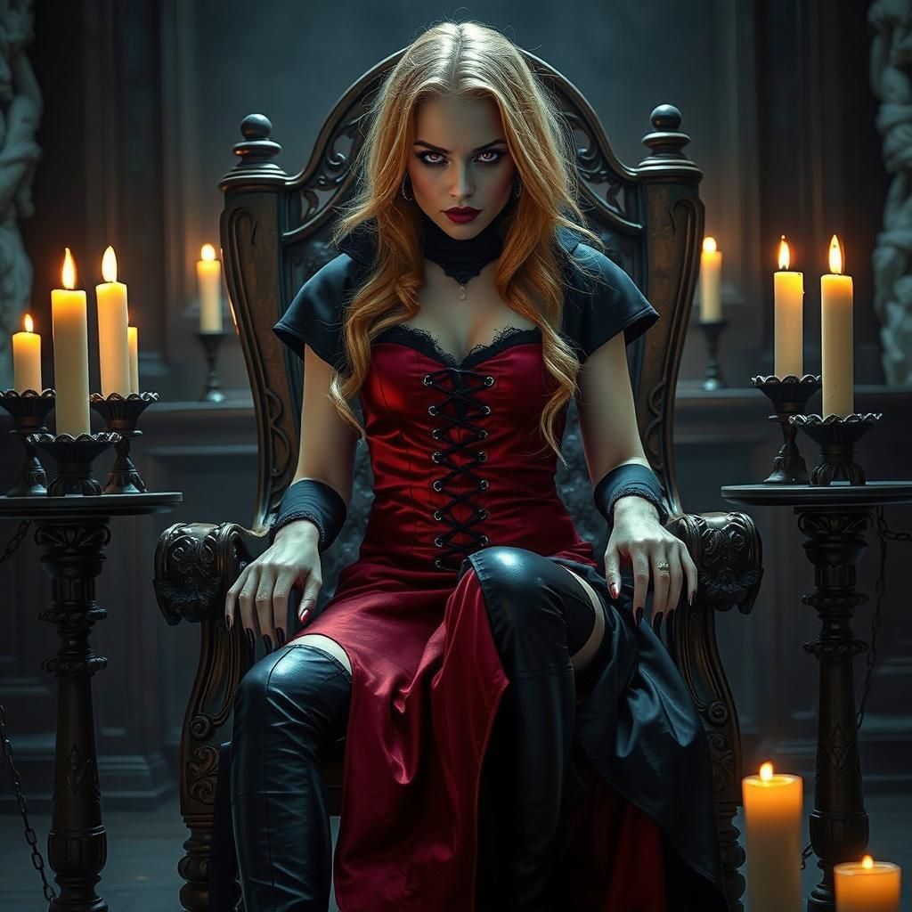 Beautiful Redhead Vampiress with Frosty Aura