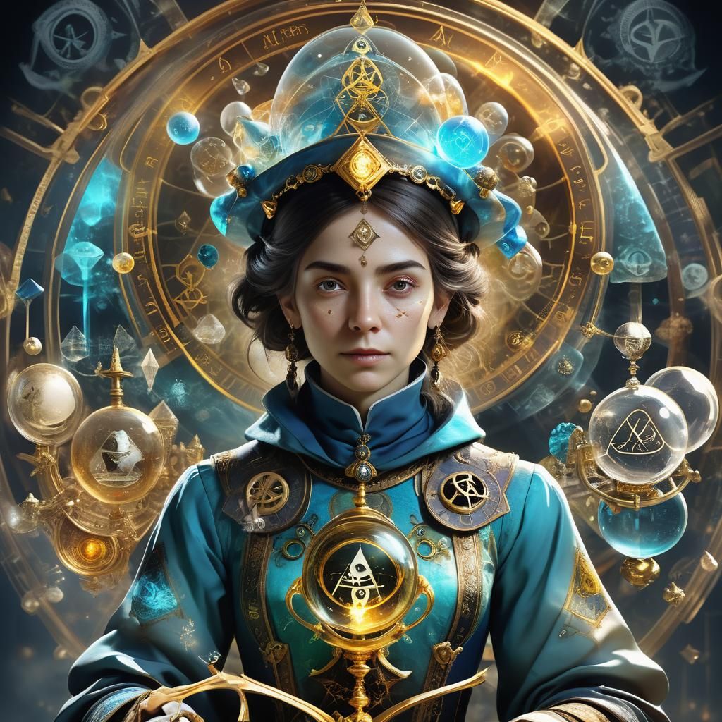 Alchemist Portrait with Alchemical Symbols in Baroque Style