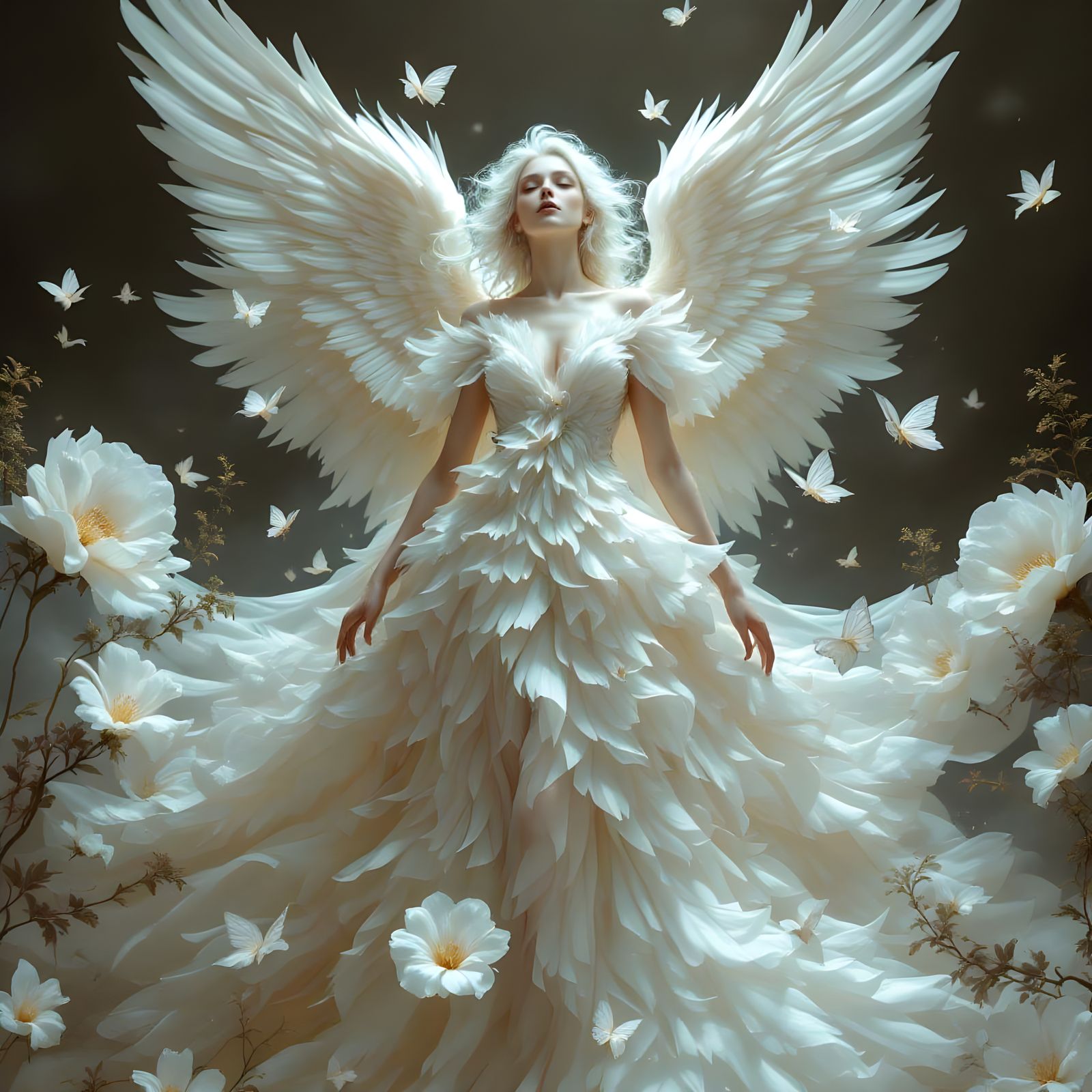 Angel of Elegance in Whispers of White