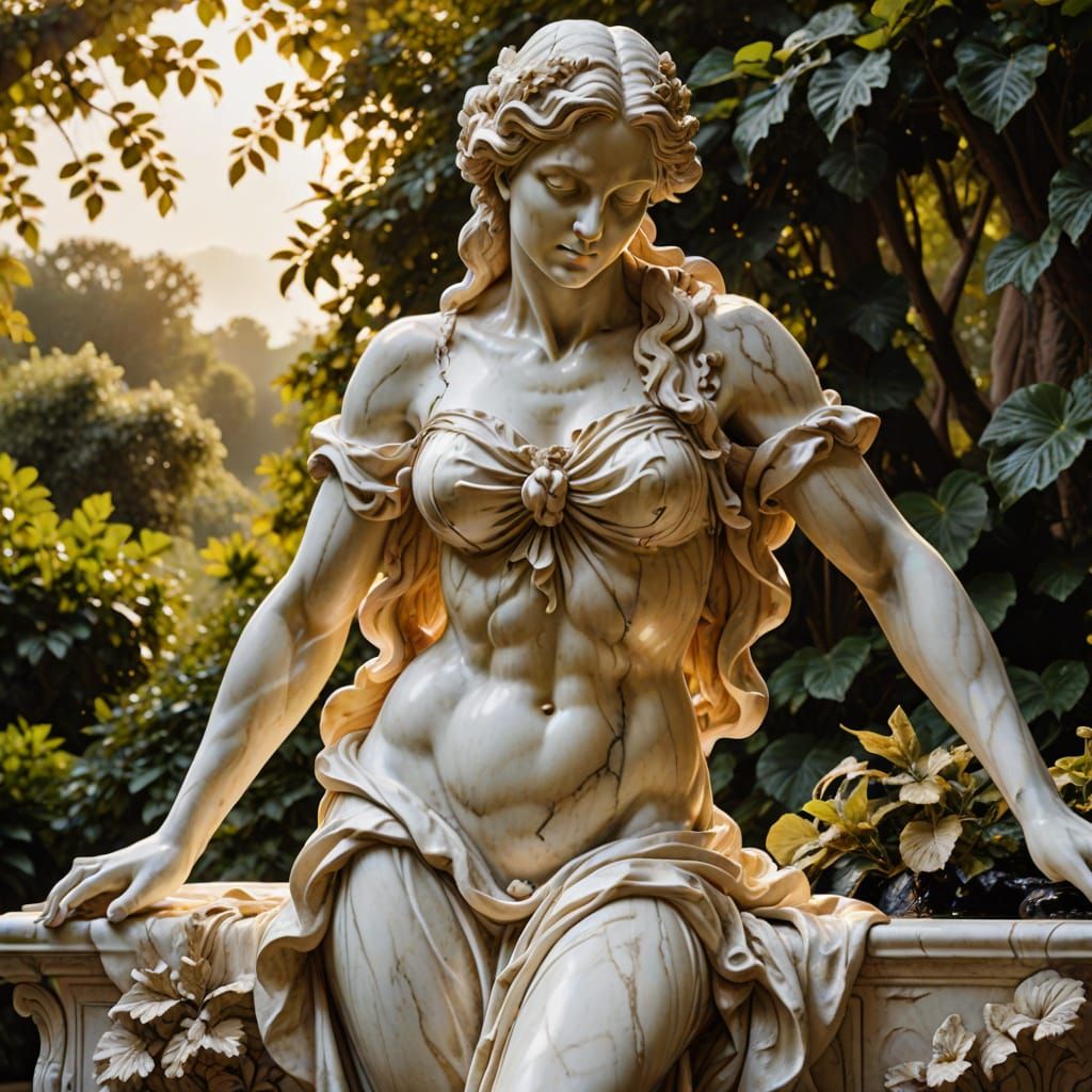 Marble Sculpture of Lilith in Eden: Baroque Style