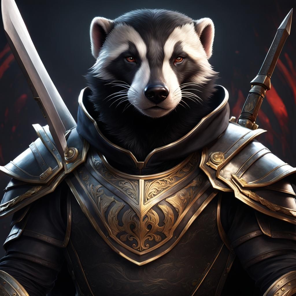 Armored Honey Badger Warrior: Hyperdetailed Digital Portrait