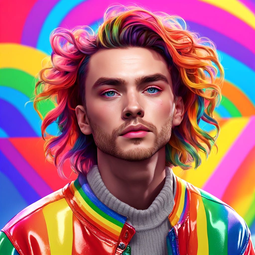 Vibrant Pride Character in Rainbow Hues