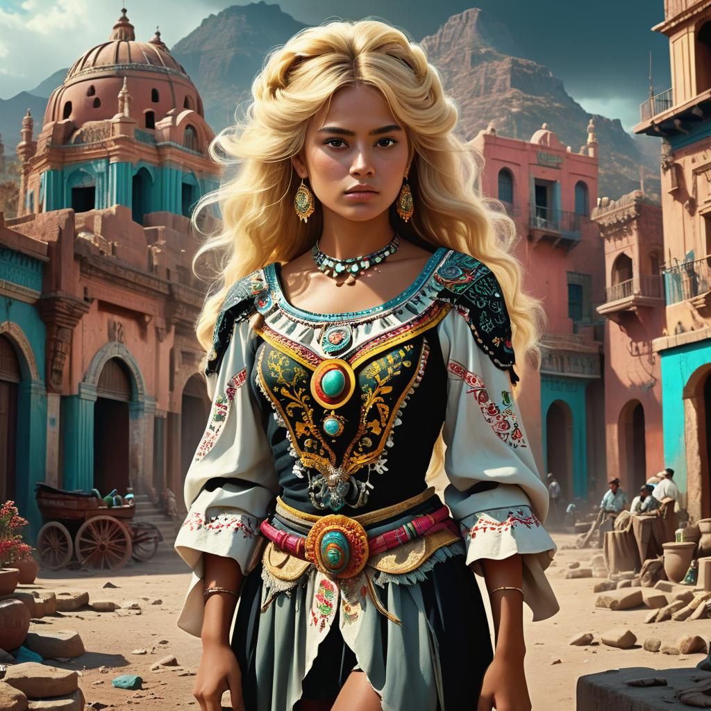 Beautiful Blonde Mexican Woman: Digital Matte Painting