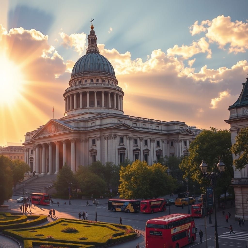 London's Iconic St. Paul's Cathedral in Dreamy Impressionist...