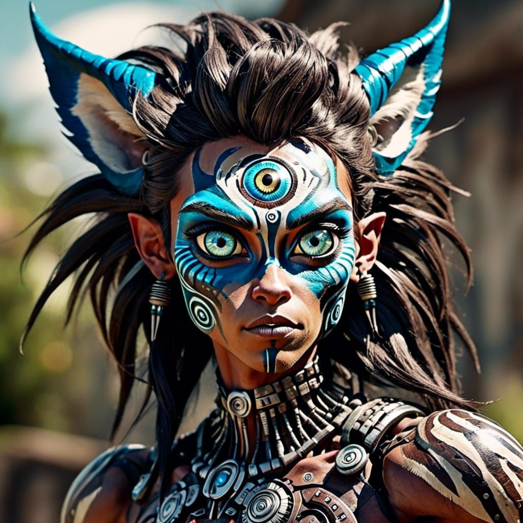 Mythical Hybrid Portrait in Black and White