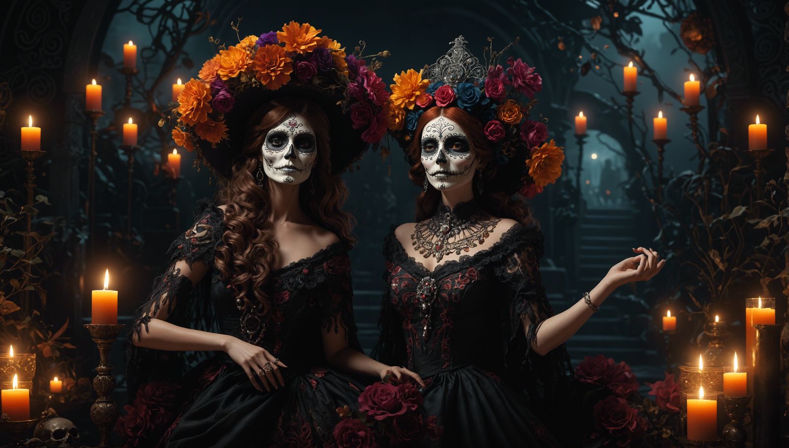 La Catrina in Art Deco Style with Volumetric Lighting