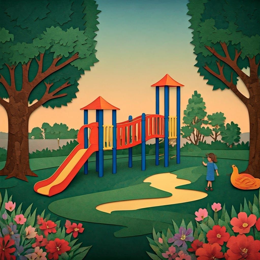 Playground Collage in Surrealist Style