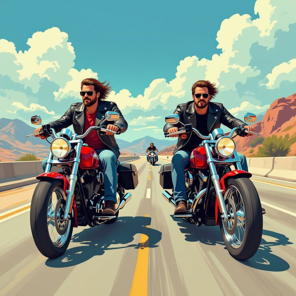 Rock Stars on Motorbikes in Japan: Stylized Art