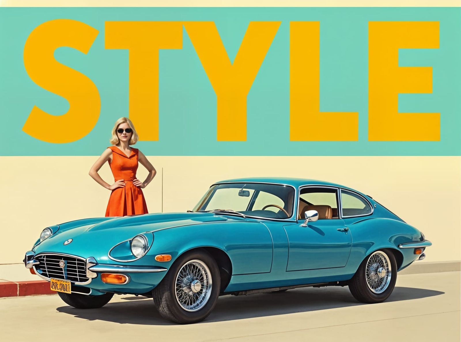 1960s Fashion with Jaguar E-Type in Pop Art