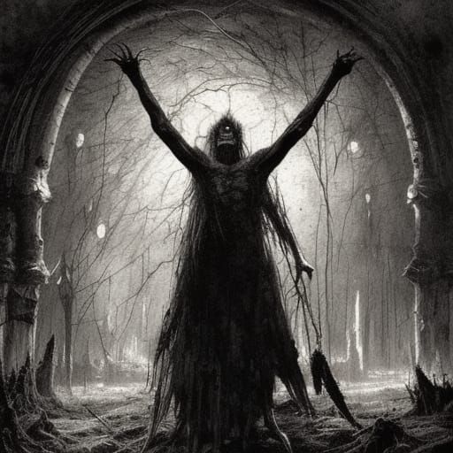 High Horror Gothic Werewolf with Bloody Smile