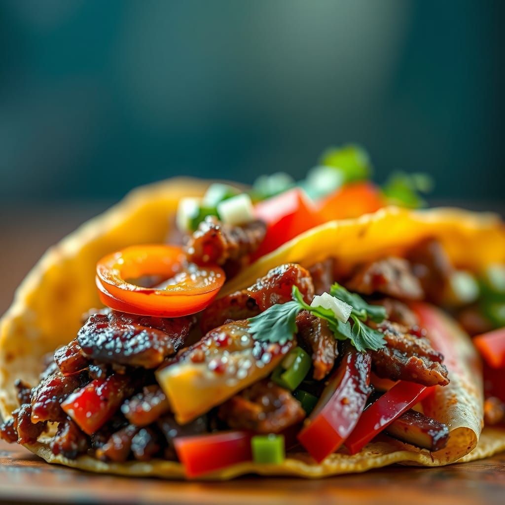 Hyper-Realistic Macro Photo of a Delicious Taco