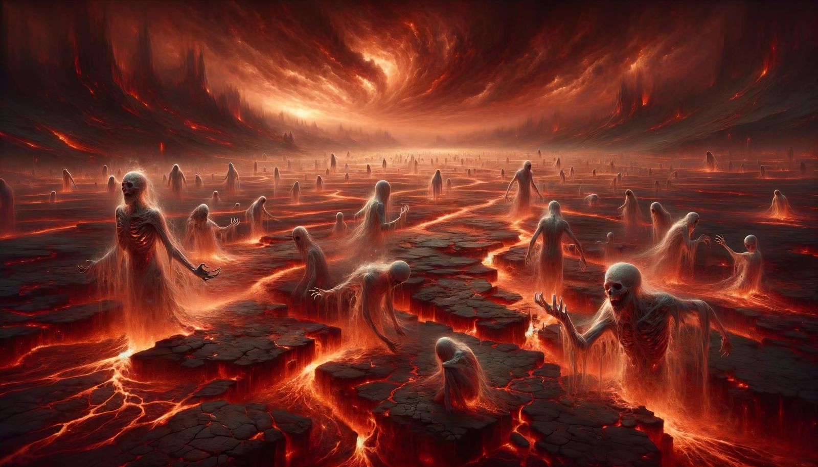 Fiery Wasteland: A Haunting Landscape of Lost Souls