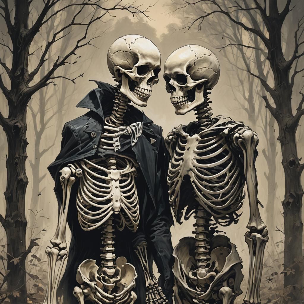 Sinister Skeleton Couple Forever in Love
