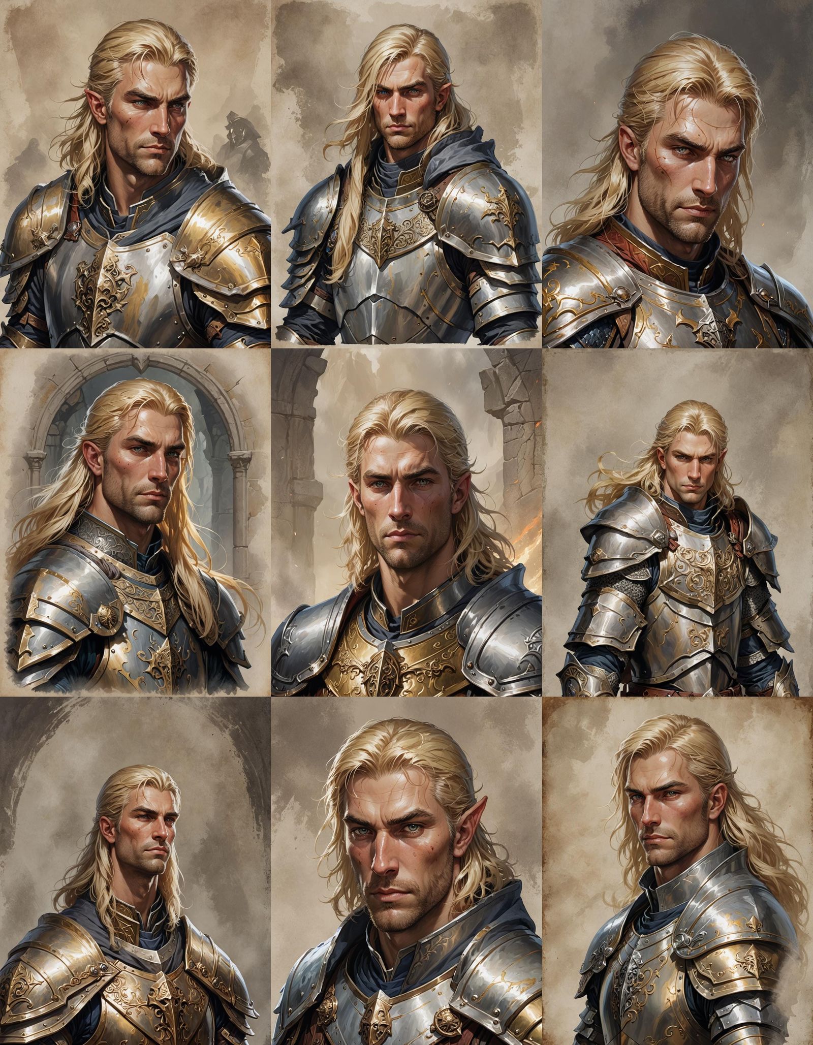 Half-Elf Paladin Portrait in Fantasy Art Style
