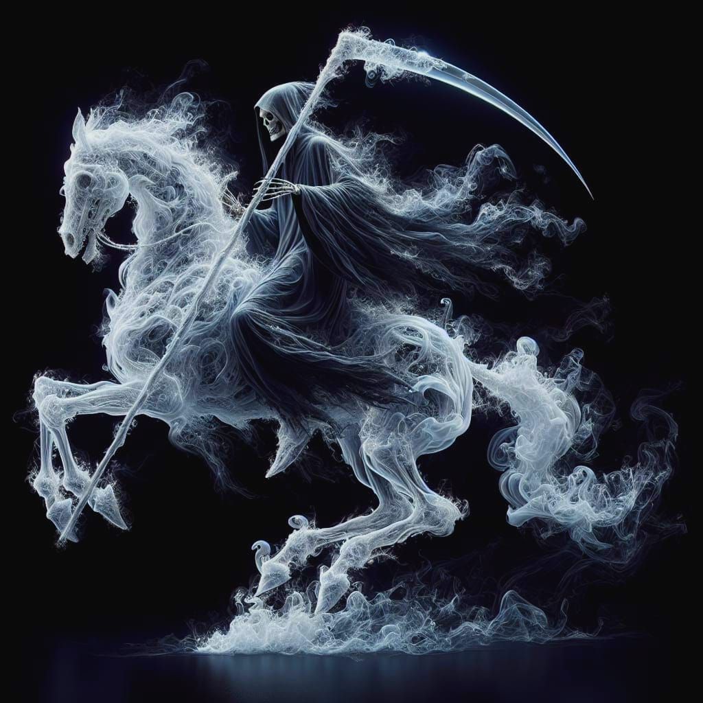 Grim Reaper on Skeletal Steed of Smoke and Fire