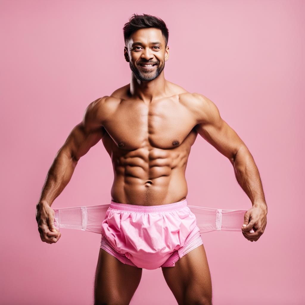 Adult Male in Pink Diaper
