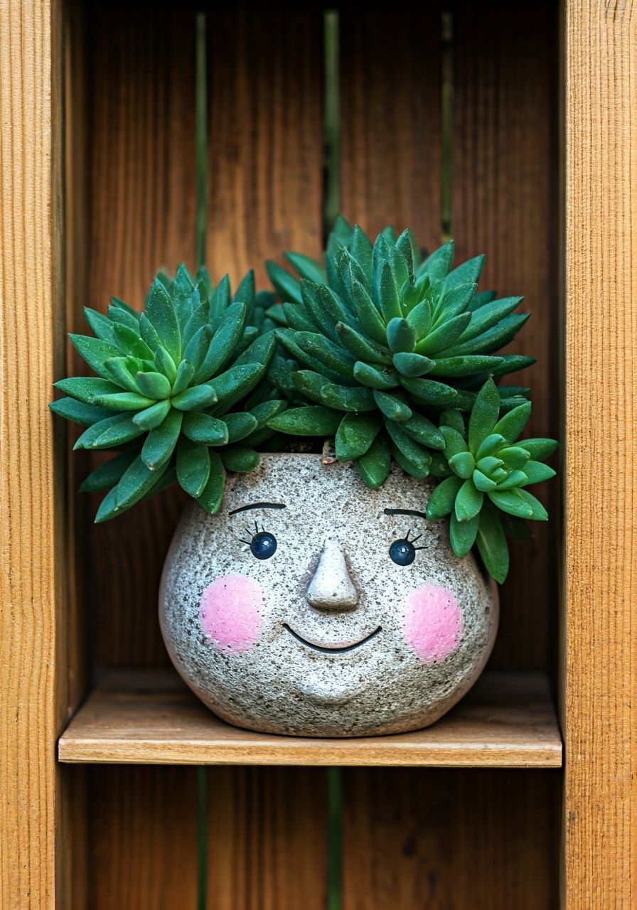 Cascading Burro's Tail Succulent in Hand-Painted Pot