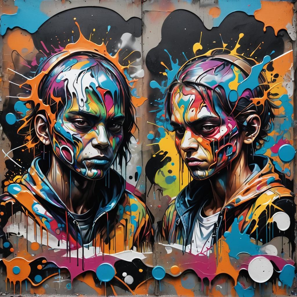 Colorful Graffiti Art with Splash Effects