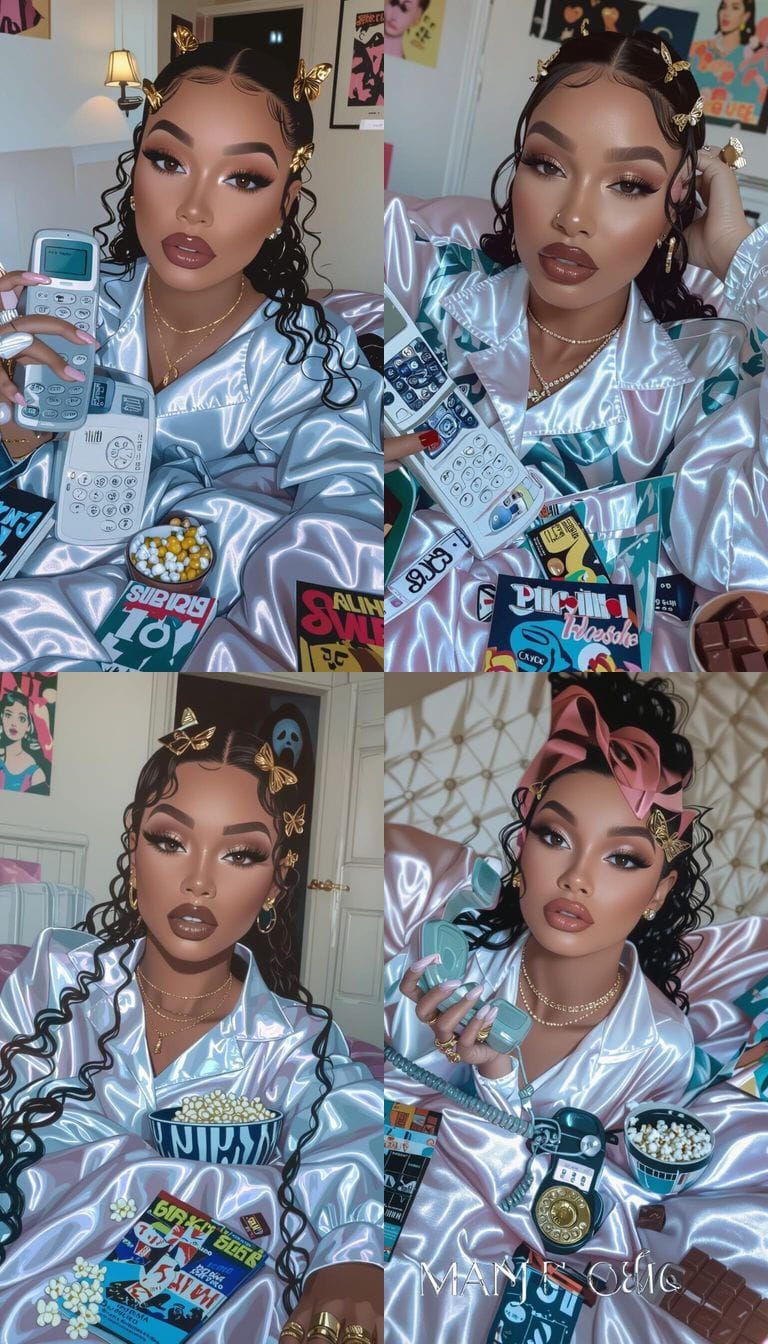 Y2K Dreamy Portrait with 90s Vibe and Snacks