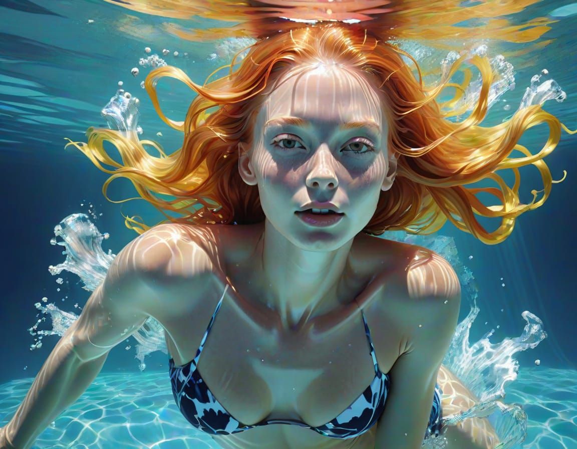 Underwater Goddess in Cartoon Style