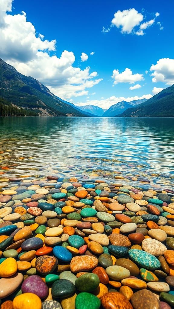 Idyllic Lakeshore Scene in Vibrant Colors