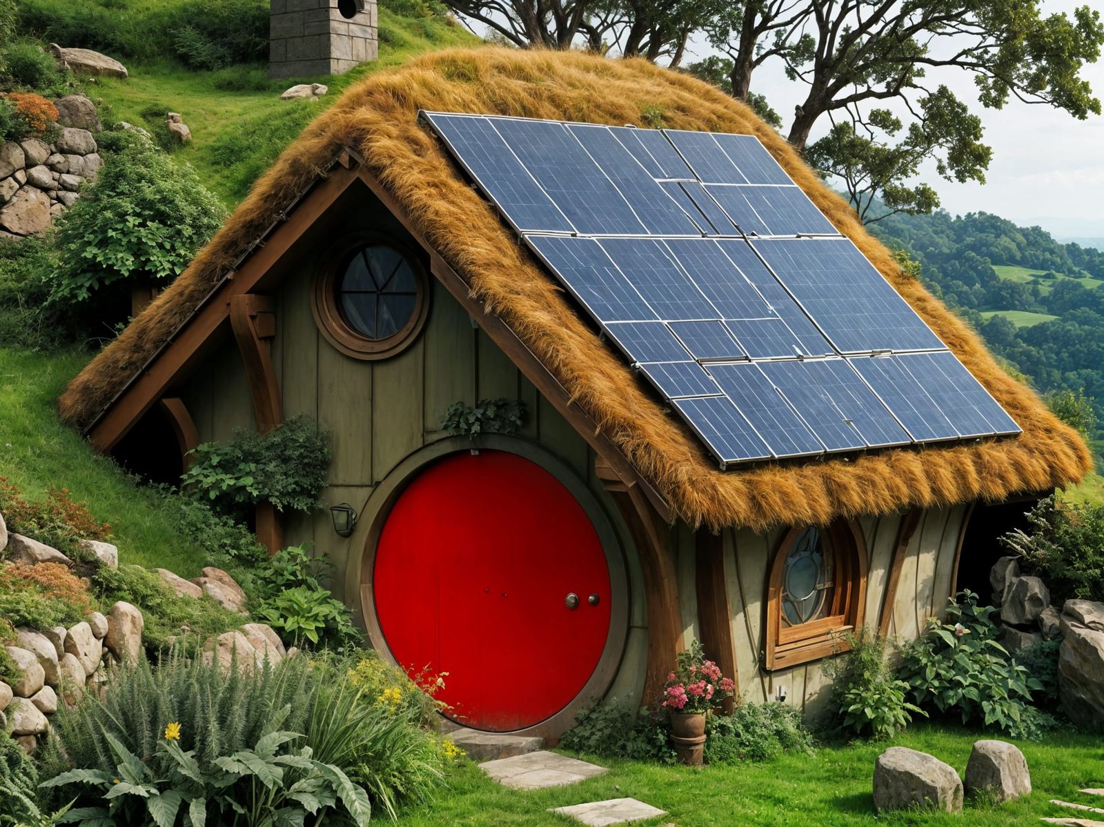 Surreal Solarpunk Village Dwelling