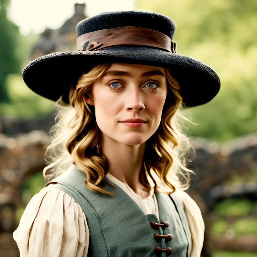 Vintage Portrait with Hat in Cassandra Austen Style