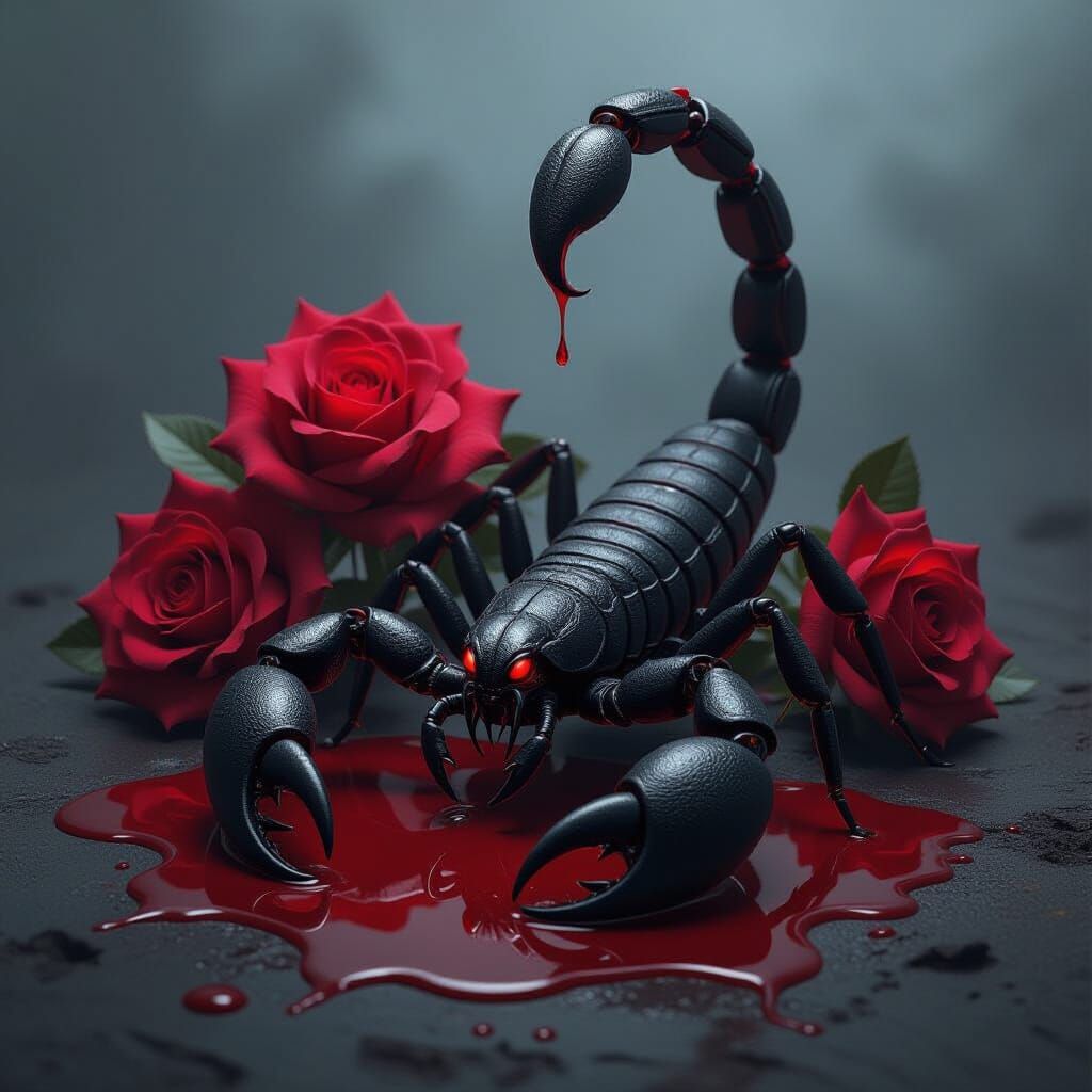 Dark Logo: Roses and Scorpion in Ash Thorp Style