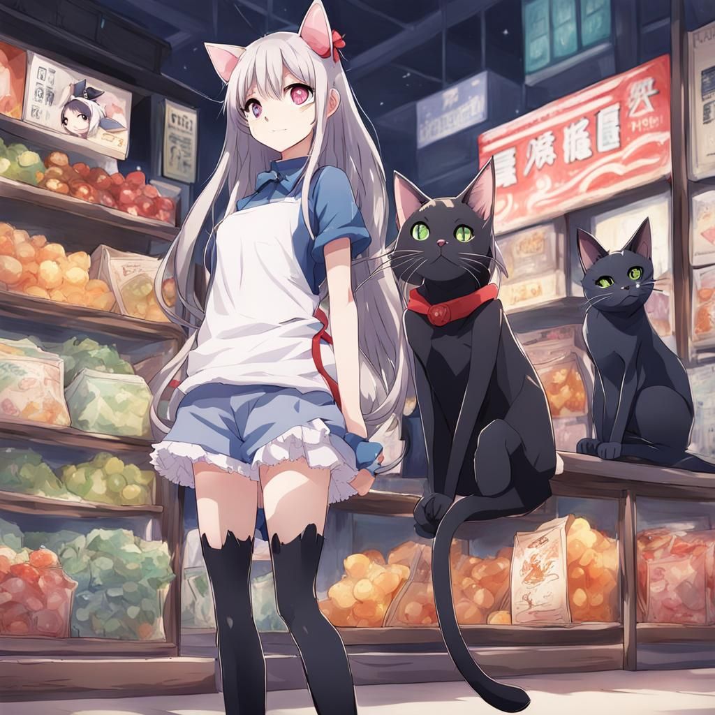 Anime Cat Girl Illustration