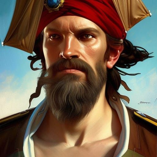 Pirate Captain Navigating Stormy Seas