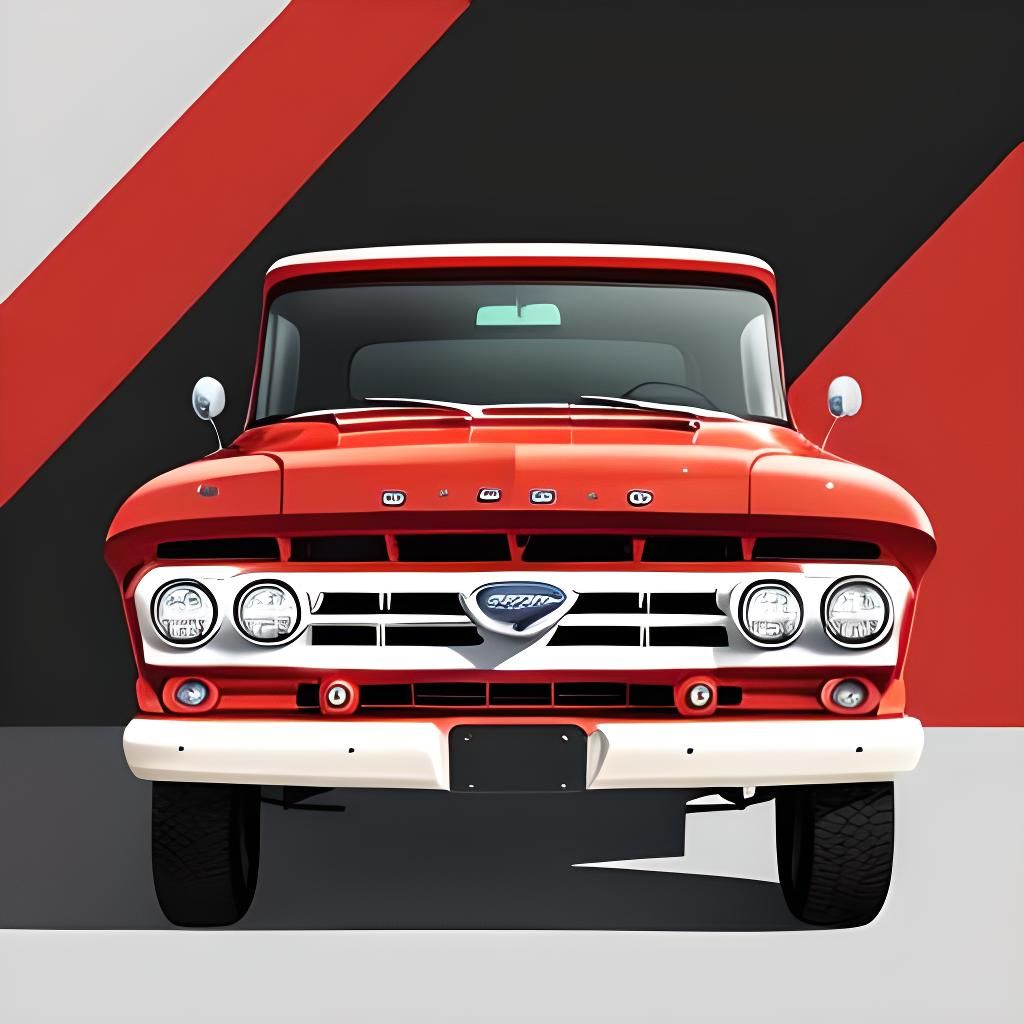 Red 1960 Ford Truck in Abstract Vector Art