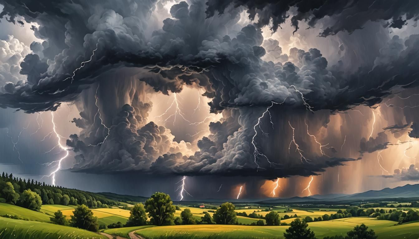 Beautiful Storm Landscape in Gouache Watercolor