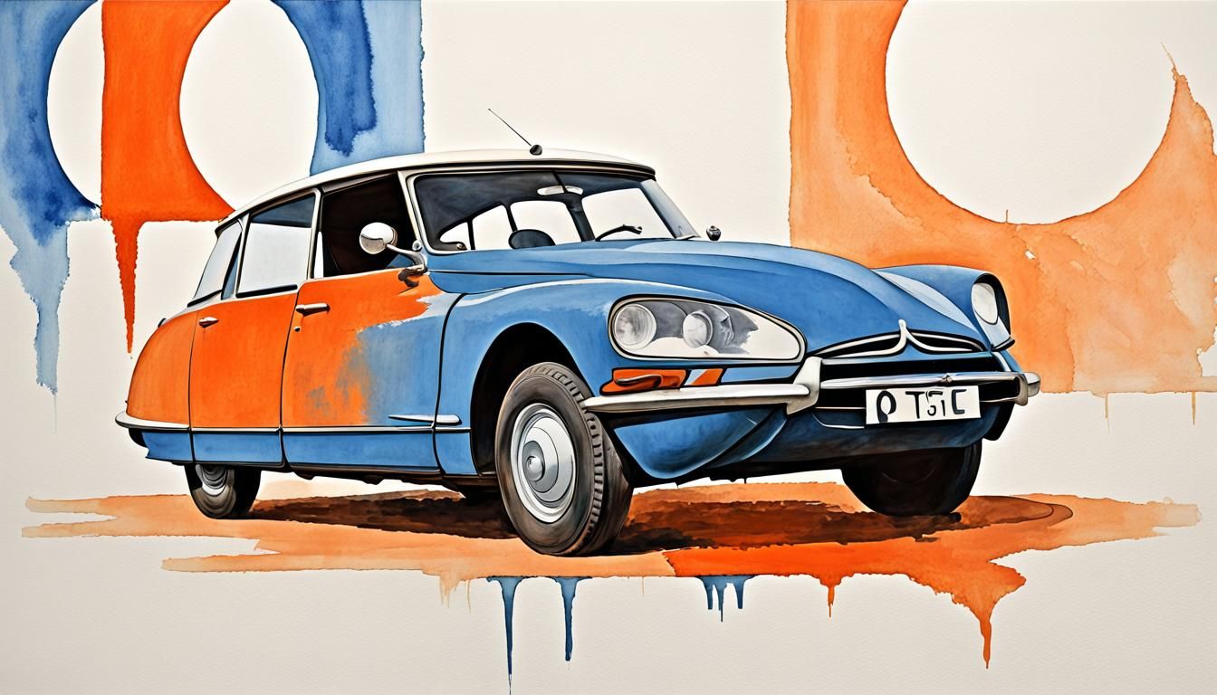 Citroën DS Movie Poster in Gouache and Watercolor