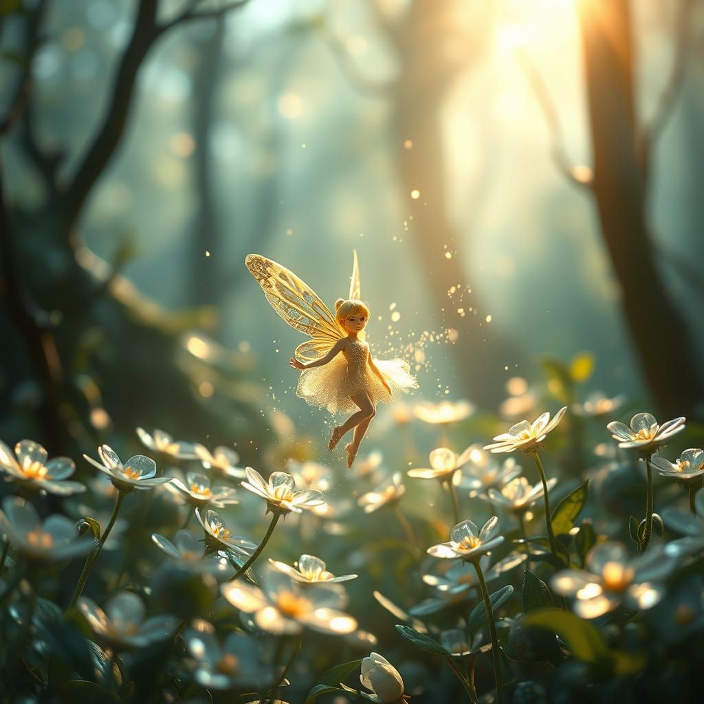 Whimsical Fairy Queen in an Iridescent Forest