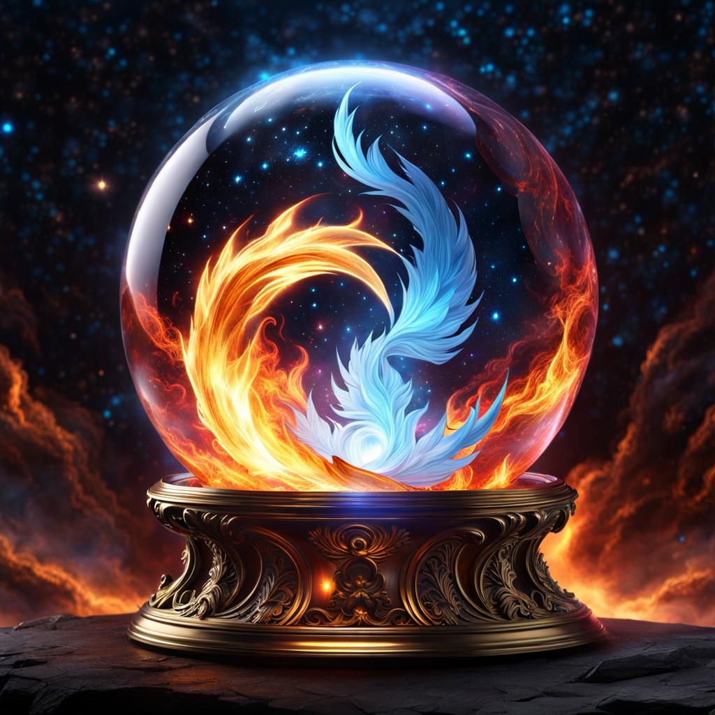 Blazing Fire Spirit in Crystal Sphere