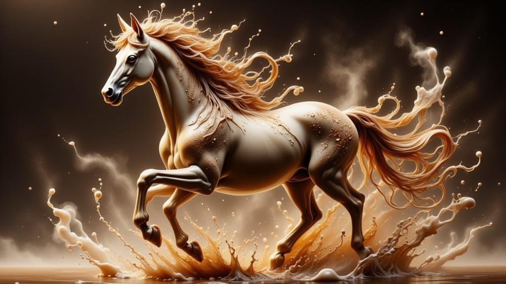 An intricate, ethereally beautiful galloping centaur made fr...