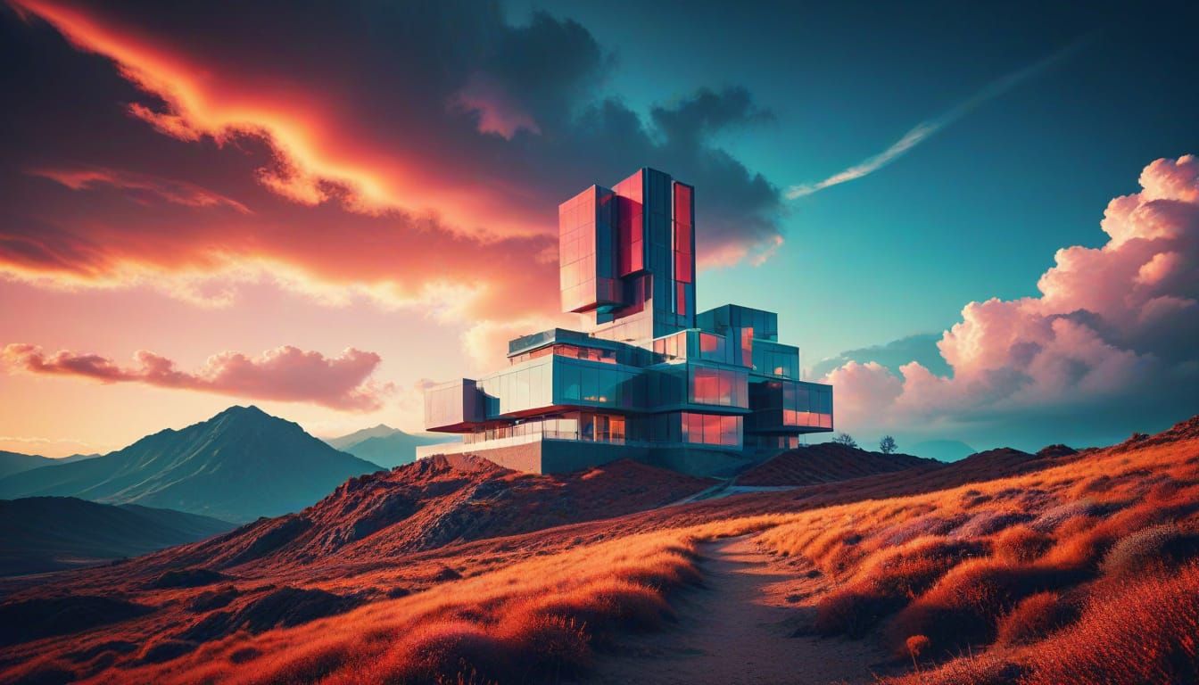 Vibrant Surreal Architecture Dominates a Breathtaking Landsc...