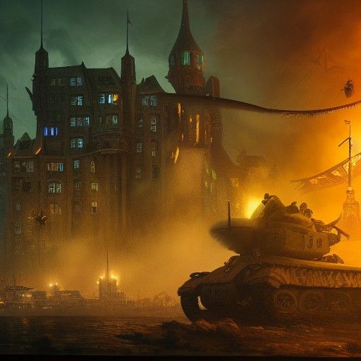 Kermit Frog Attacks Third Reich: Detailed Matte Painting