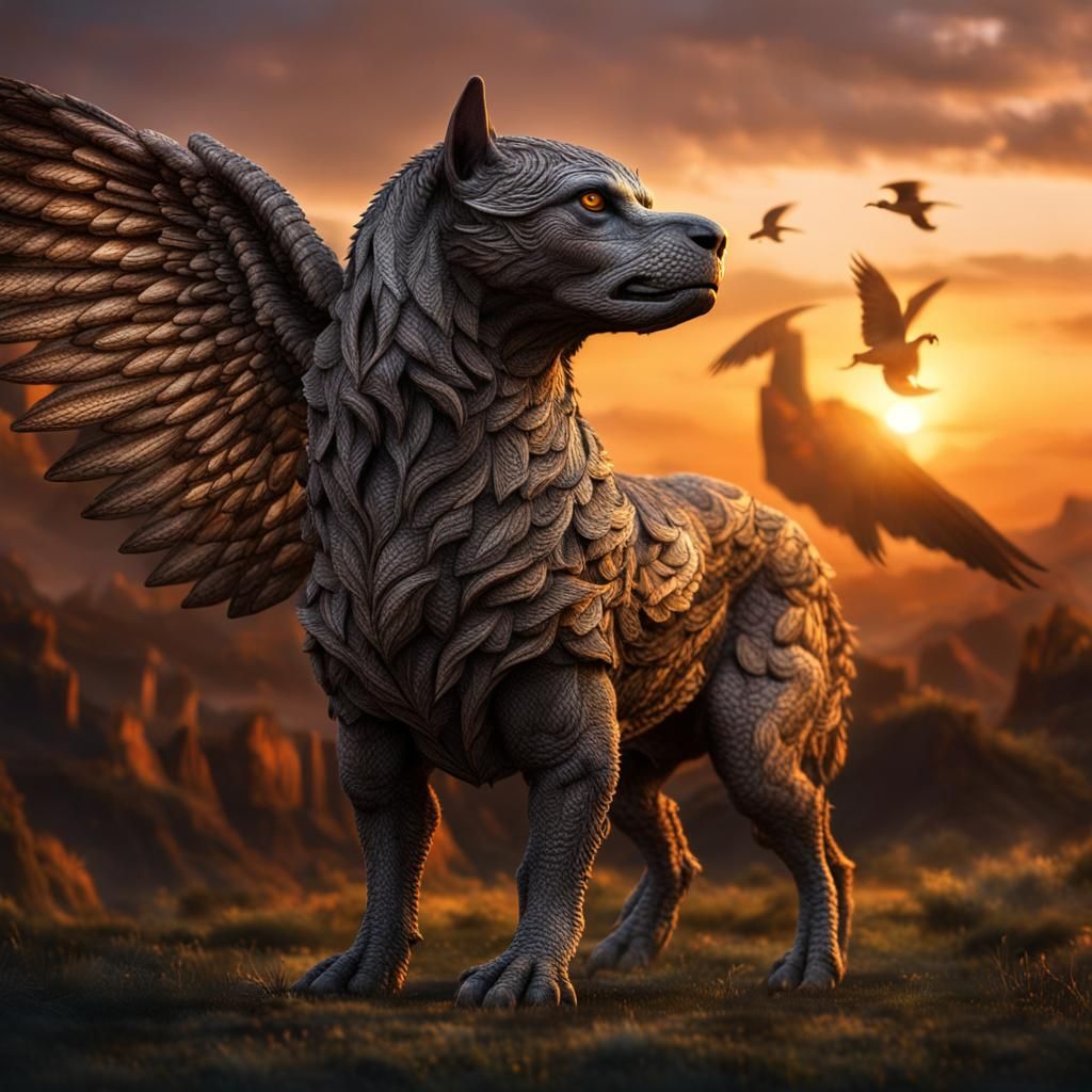 Mythical Composite Pet at Sunset in HDR