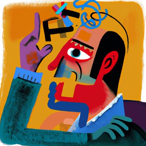 Precisionism Style Digital Illustration of Speaking Man