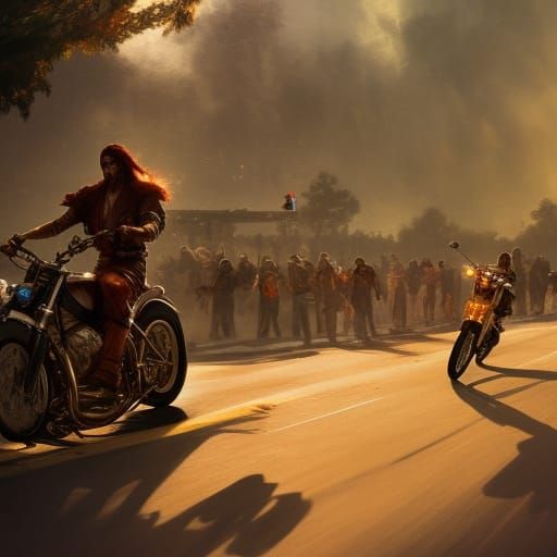 Bikers in Sturgis: Hyperdetailed Concept Art