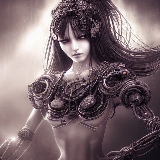 Ethereal Biomechanical Goddess in Dark Fantasy Style