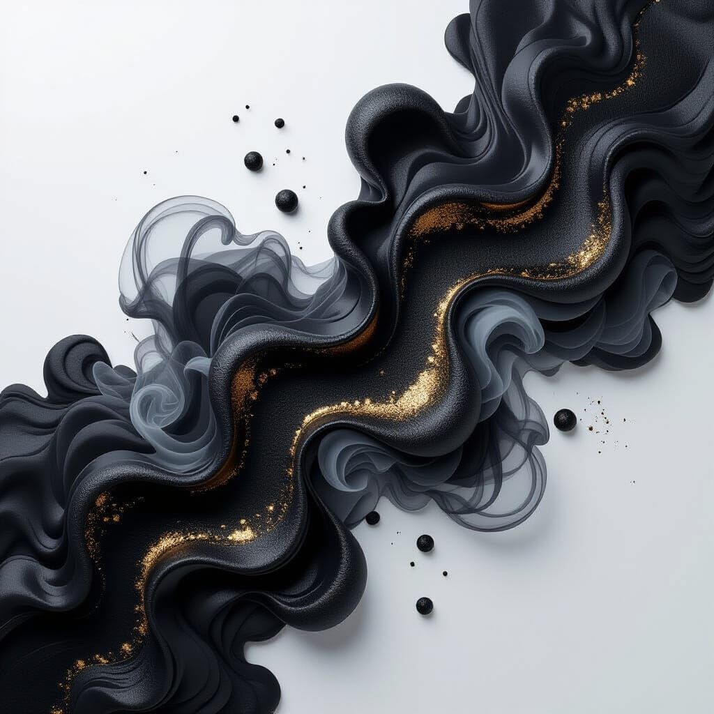 Abstract Ink, Charcoal, and Light Collision