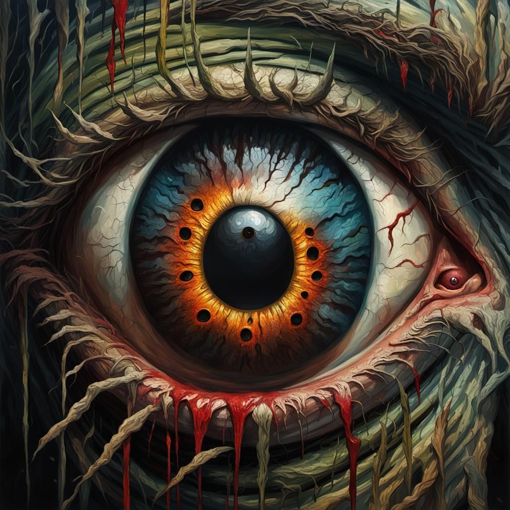 Grotesque Eyeball Head: A Gothic Impressionist Masterpiece