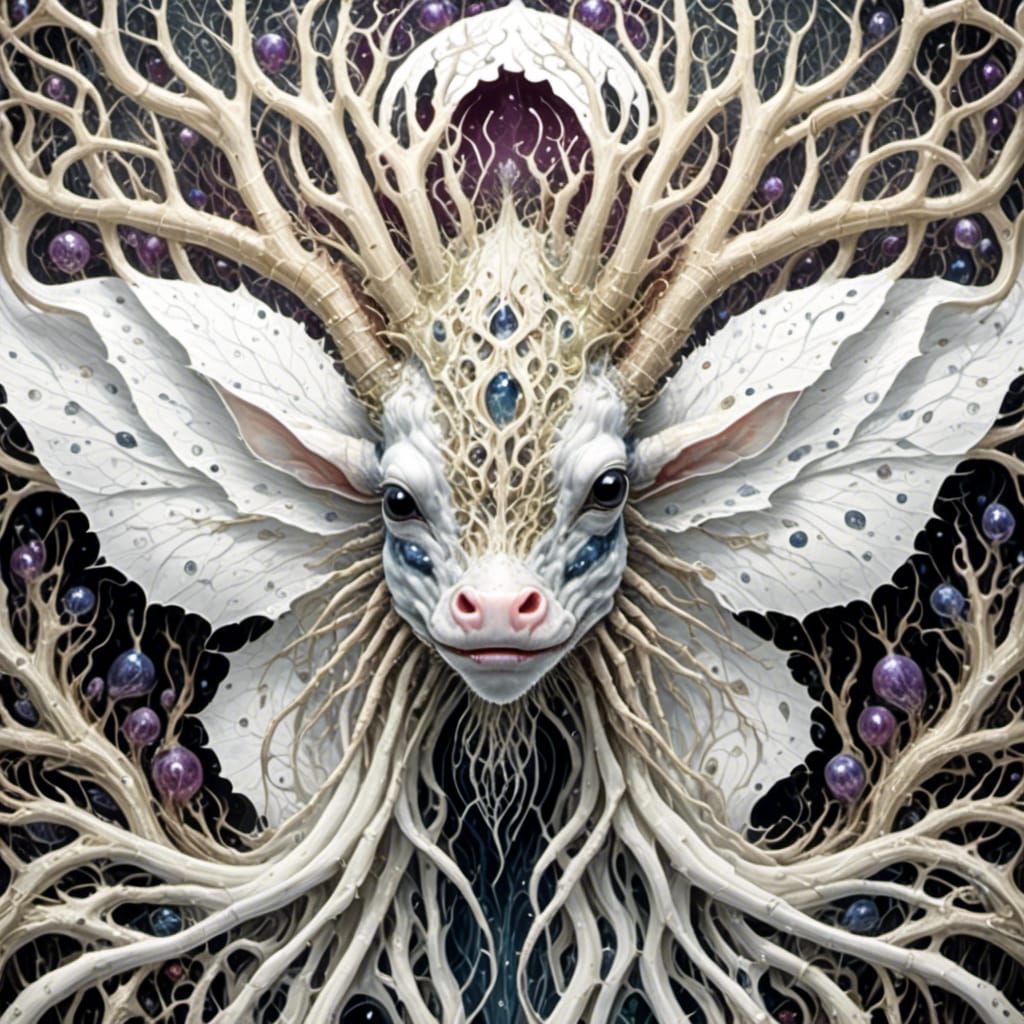 Purple Creature in Fairytale Setting, Hyperrealistic HDR