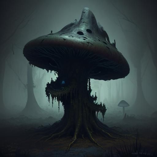 Grotesque Mushroom Creature in Dark Fantasy Style