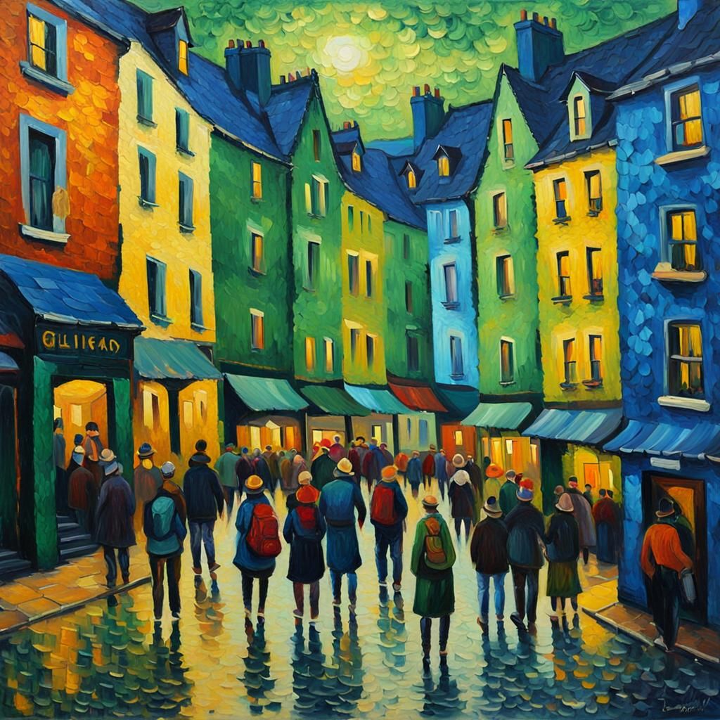 Galway, Ireland: Neo-Impressionist Oil Painting